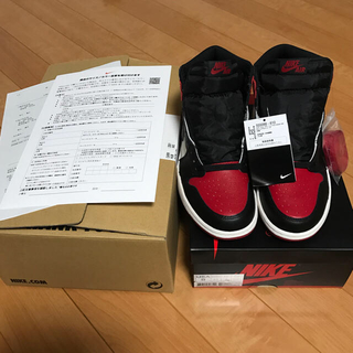 ナイキ(NIKE)のJordan 1 bred toe 値下げ可の為、価格を高めに設定しています。(スニーカー)