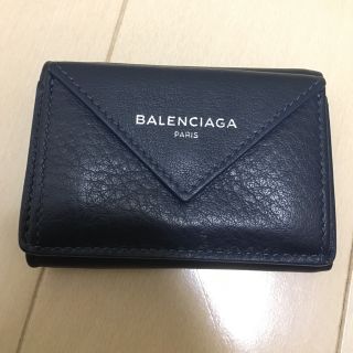 バレンシアガ(Balenciaga)のバレンシアガペーパーミニ財布ネイビーウォレットBALENCIAGAカバス正規品(財布)