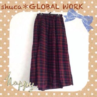 グローバルワーク(GLOBAL WORK)のshuca ネルチェックマキシスカート(ロングスカート)