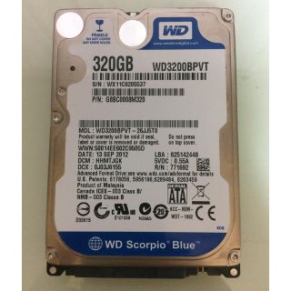 動作確認済み WD3200BPVT 2.5インチ 320GB HDD(PCパーツ)