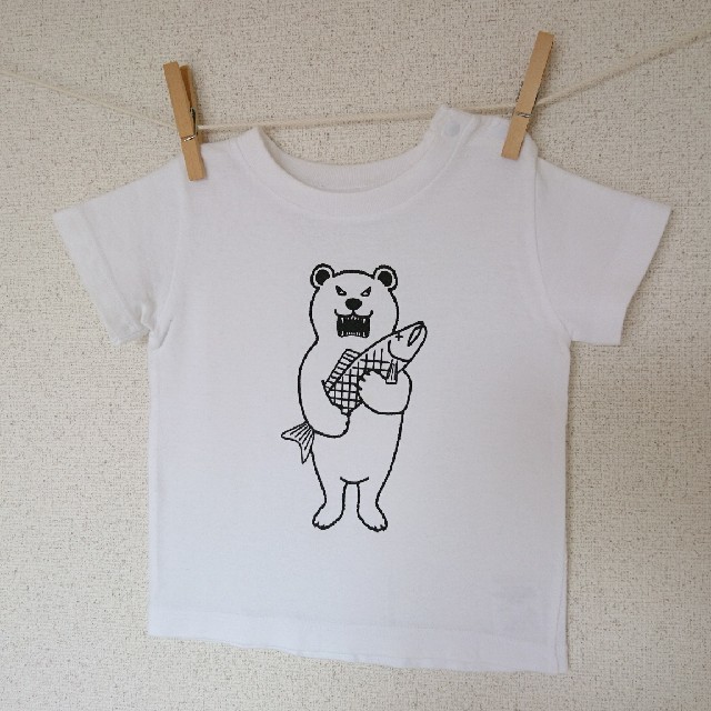 くまさん鮭さんTシャツとパンダくまさん2枚 キッズ/ベビー/マタニティのキッズ服男の子用(90cm~)(Tシャツ/カットソー)の商品写真