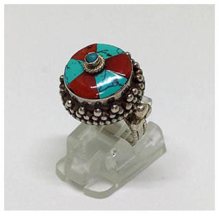 チベタン シルバー925 トルコ石 ターコイズ 指輪 エスニック リング(リング(指輪))