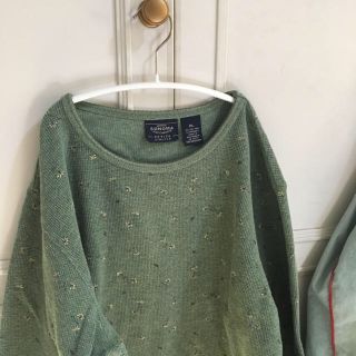 サンタモニカ(Santa Monica)のgreen flower thermal🌱花柄サーマルカットソー古着hanes(カットソー(長袖/七分))