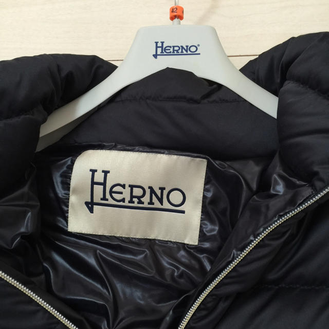 HERNO(ヘルノ)の❗️特別お値下げ❗️HERNOダウンコート 黒＆ゴールドファスナー 42 レディースのジャケット/アウター(ダウンコート)の商品写真