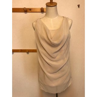 【美品】ノースリーブ カットソー シフォン(カットソー(半袖/袖なし))