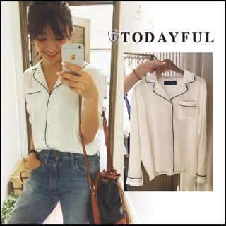 トゥデイフル(TODAYFUL)のtodayful パイピングシャツ ホワイト パジャマシャツ(シャツ/ブラウス(長袖/七分))