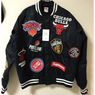 シュプリーム(Supreme)のsupreme NBA ジャケット 黒 シュプリーム Sサイズ(スタジャン)