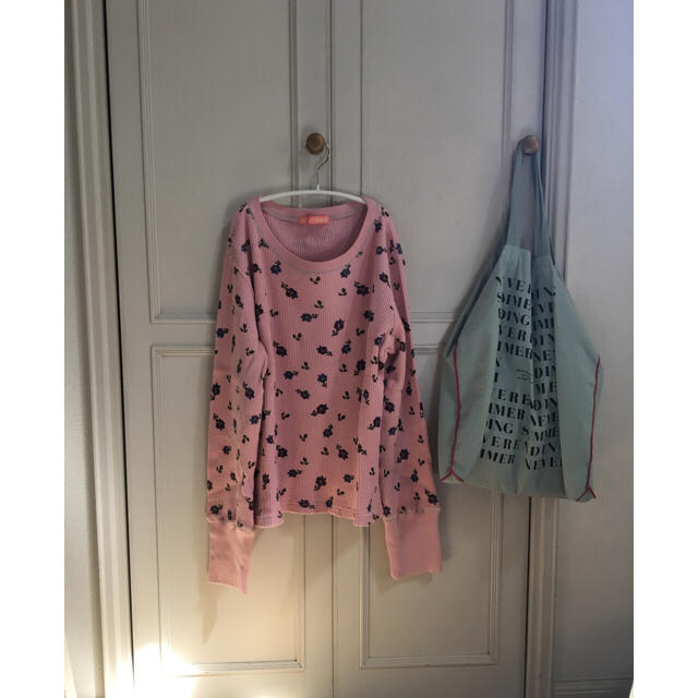 Santa Monica(サンタモニカ)のflower thermal 💟 pink 花柄サーマル古着vintage レディースのトップス(カットソー(長袖/七分))の商品写真