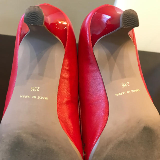 POOL SIDE(プールサイド)の赤透かし柄オープントゥ レディースの靴/シューズ(ハイヒール/パンプス)の商品写真