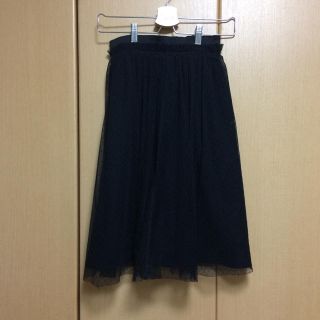 フェリシモ(FELISSIMO)のシフォンスカート(黒)(ひざ丈スカート)