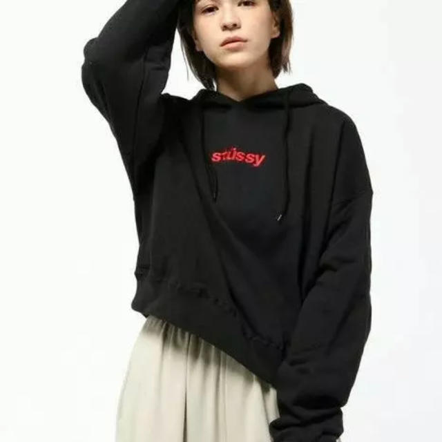 stussy トレーナー 完売品 人気 ミニ丈 ブラック 黒 ロゴ