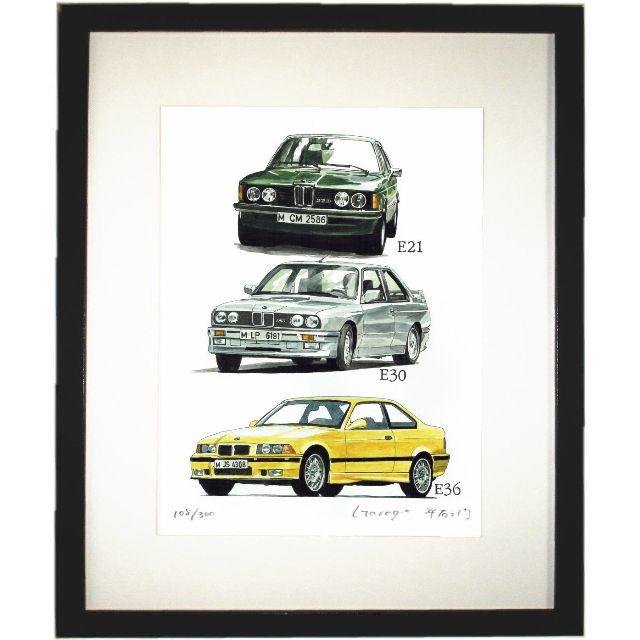 販売注文GC-038 BMW 3シリーズ限定版画 直筆サイン有 額装済○作家 平 ...