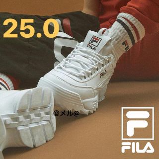 フィラ(FILA)の25.0cm FILA DISRUPTOR2 白フィラ 厚底スニーカー 新品(スニーカー)