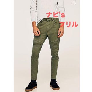 ZARA MAN ボタンフライ ダメージスキニーバイカーパンツ ダルニー デニム