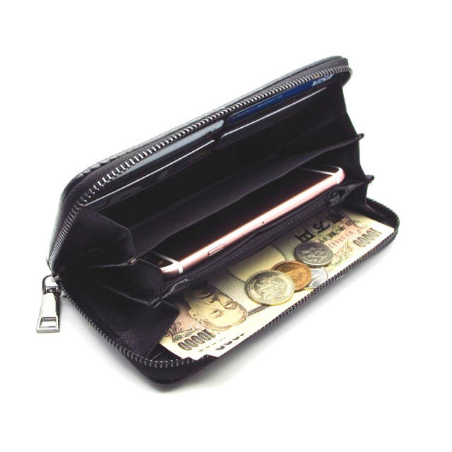 レディース メンズ スタッズ 長財布 デザイン ラウンドファスナー財布 メンズのファッション小物(長財布)の商品写真