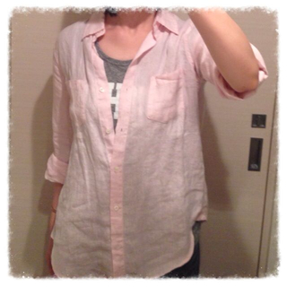 スピックアンドスパン(Spick & Span)の麻ピンクシャツ(シャツ/ブラウス(長袖/七分))