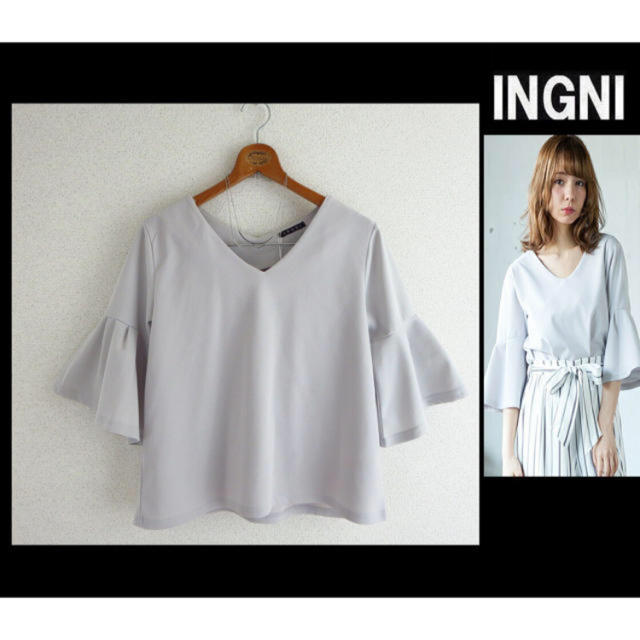 INGNI(イング)の今季★INGNI☆イング★なし地ポンチ袖タックフレアー5分袖 レディースのトップス(カットソー(長袖/七分))の商品写真