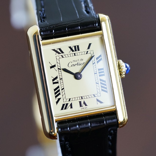 新品即決 タンク マスト カルティエ 美品 - Cartier アイボリー Cartier SM 手巻き 腕時計