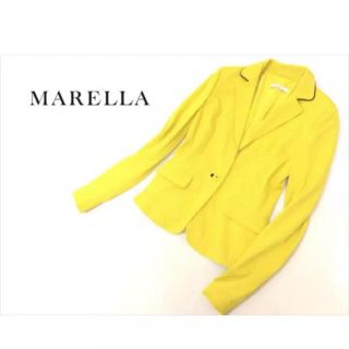 フォクシー(FOXEY)のMARELLA◆40◆綺麗ミモザイエロー美フォルムストレッチジャージジャケット(テーラードジャケット)