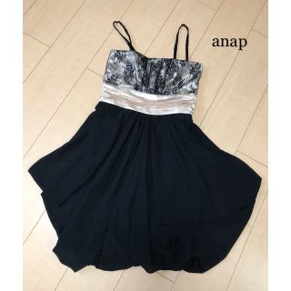 アナップ(ANAP)のANAP  レース切り替えドレープ膝丈ドレス(ミディアムドレス)