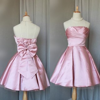 【美品】サテン ピンク ドレス ワンピース(ミディアムドレス)