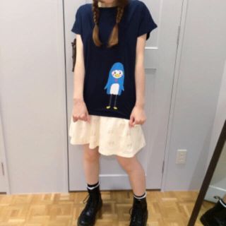 フランシュリッペ(franche lippee)の新品タグ付き フランシュ リッペ タイツペンギン シルエットT 黒(Tシャツ(半袖/袖なし))