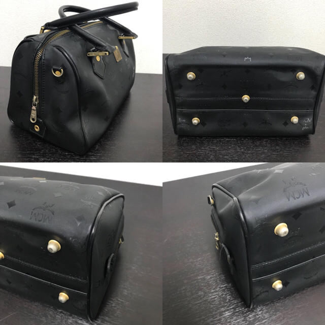 MCM(エムシーエム)のMCM  ボストンバッグ ミニ  黒  ナイロン/レザー レディースのバッグ(ボストンバッグ)の商品写真