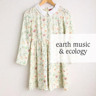 アースミュージックアンドエコロジー(earth music & ecology)のearth 水彩花柄プリントワンピース(ミニワンピース)