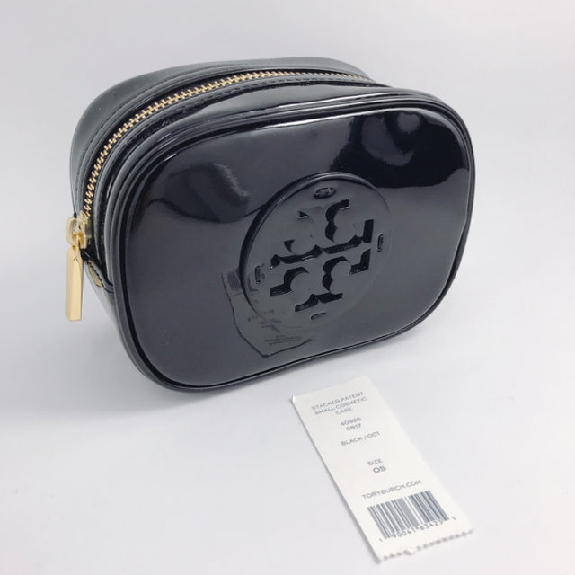 新品！TORY BURCH 　レザー　ミニポーチ　Black/TB14cmマチ