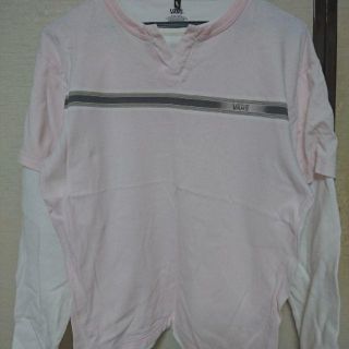 ヴァンズ(VANS)のVANS 長袖 重ね着風 プルオーバー シャツ ピンク/白 M USED(Tシャツ/カットソー(七分/長袖))