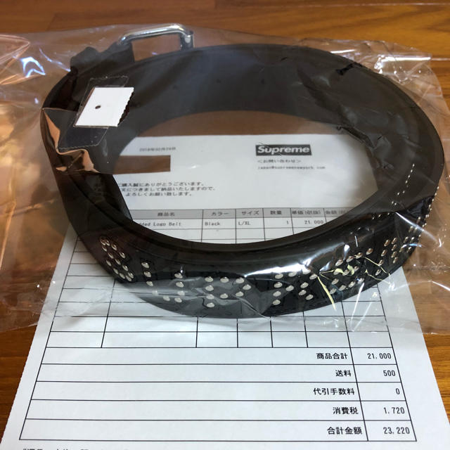 Supreme(シュプリーム)のSupreme Studded Logo Belt L/XL Black メンズのファッション小物(ベルト)の商品写真