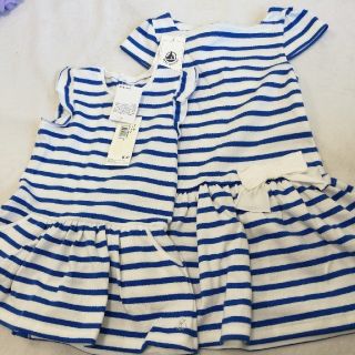 プチバトー(PETIT BATEAU)の姉妹　80、110ワンピース　プチバトー(ワンピース)