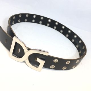 ドルチェアンドガッバーナ(DOLCE&GABBANA)のD&G ドルガバ ドルチェ&ガッバーナ 黒レザー 極太 メンズベルト (ベルト)