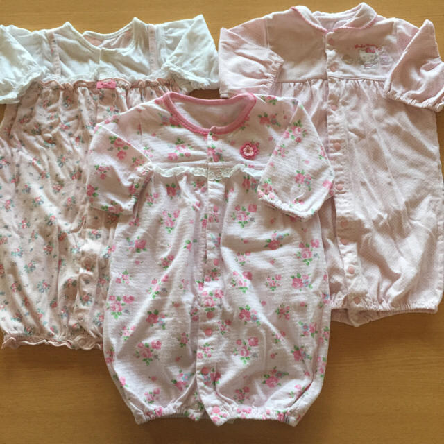 ベルメゾン(ベルメゾン)のロンパース 2wayオール 3枚セット 女の子 新生児 キッズ/ベビー/マタニティのベビー服(~85cm)(ロンパース)の商品写真