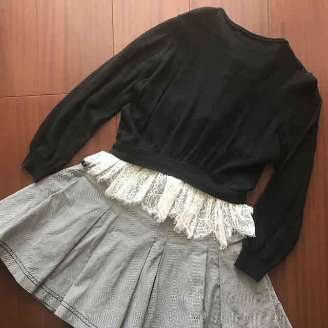 mezzo piano(メゾピアノ)のmezzo piano バックレース カーディガン キッズ/ベビー/マタニティのキッズ服女の子用(90cm~)(カーディガン)の商品写真