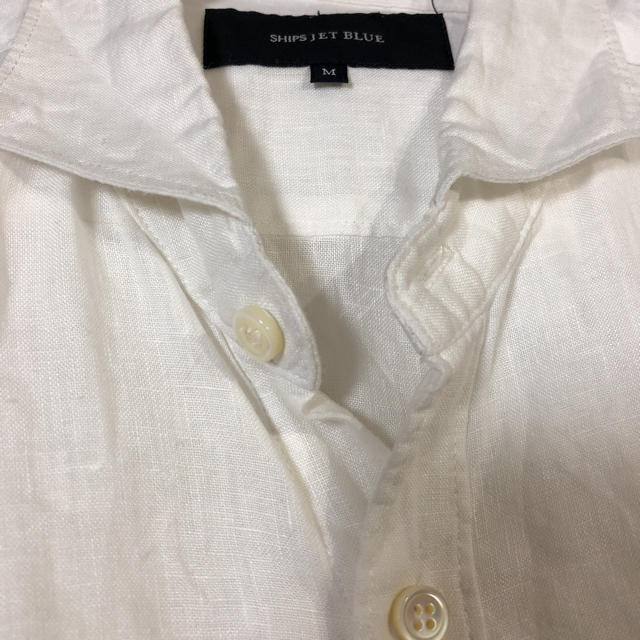 SHIPS(シップス)のSHIPS 麻 白シャツ サイズM メンズのトップス(Tシャツ/カットソー(半袖/袖なし))の商品写真