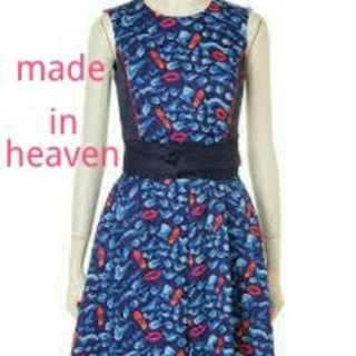 メイドインヘブン(made in HEAVEN)のmade in heavenリップ柄フィット&フレアワンピース(ミニワンピース)