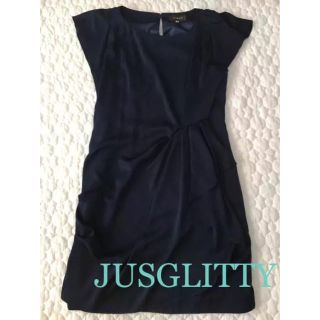 ジャスグリッティー(JUSGLITTY)の♡卒業式や入学式にも♡ ジャスグリッティー フリル ラッフルワンピース ネイビー(ひざ丈ワンピース)