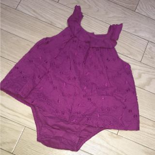 ベビーギャップ(babyGAP)の美品♡babyGAP♡キャミロンパース♡レースxフリル♡色鮮やか♡安カワ♡(ロンパース)