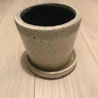 kalf 陶器 植木鉢 ホワイト 皿付き(花瓶)