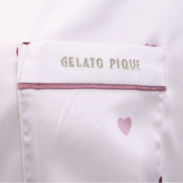 gelato pique(ジェラートピケ)の定価以下！未使用タグ付★ジェラートピケ ハートサテン ピンク 上のみ レディースのルームウェア/パジャマ(パジャマ)の商品写真