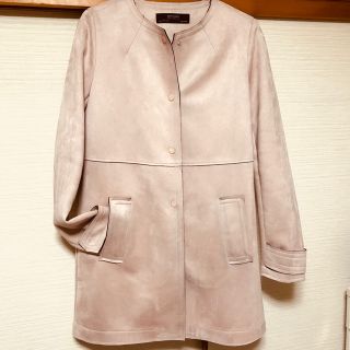 ザラ(ZARA)のZARA  スエード調 ノーカラーコート(ノーカラージャケット)