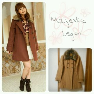 マジェスティックレゴン(MAJESTIC LEGON)の【送料込】メルトンファー衿ロングコート♥(ロングコート)