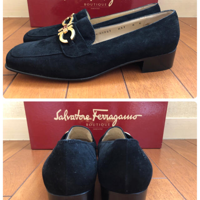 Ferragamo(フェラガモ)の新品未使用❣️フェラガモ  スエード黒ローファー 37 6C 23.5cm レディースの靴/シューズ(ローファー/革靴)の商品写真