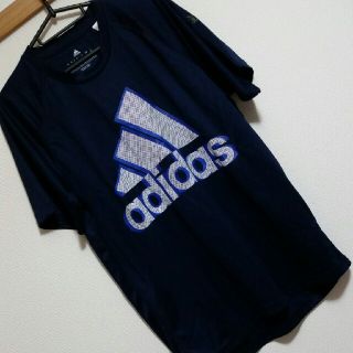 アディダス(adidas)のアディダス Tシャツ XOサイズ ネイビー(Tシャツ/カットソー(半袖/袖なし))