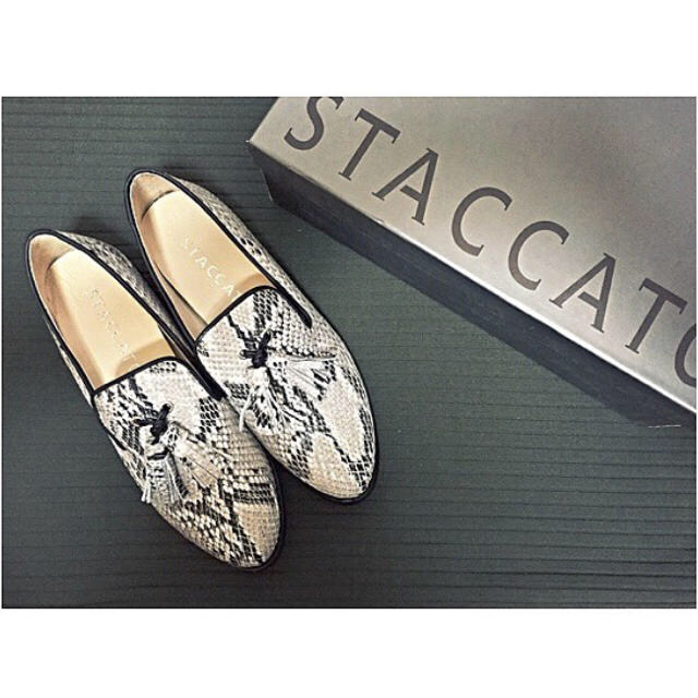 三連休限定値下げ✯STACCATO パイソン柄ローファー 本革