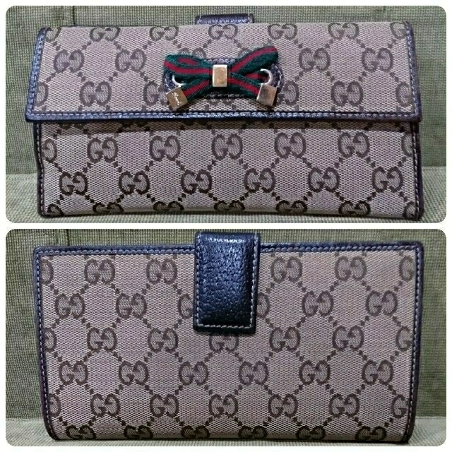 Gucci(グッチ)のグッチ リボンがかわいい♪長財布  GUCCI GGキャンバス レディースのファッション小物(財布)の商品写真