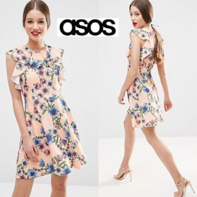 asos(エイソス)の新品 ASOS エイソス フラワープリントノースリープワンピース インポート レディースのワンピース(ひざ丈ワンピース)の商品写真