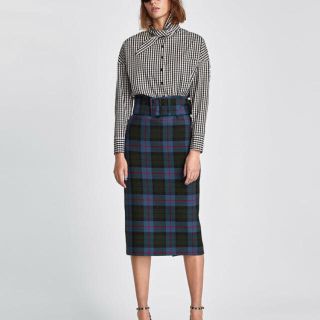 ザラ(ZARA)の2018ss  zara チェック柄 タイト スカート(その他)