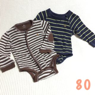 ベビーギャップ(babyGAP)のNo.40 babyGap長袖ロンパース 2枚組 80(ロンパース)